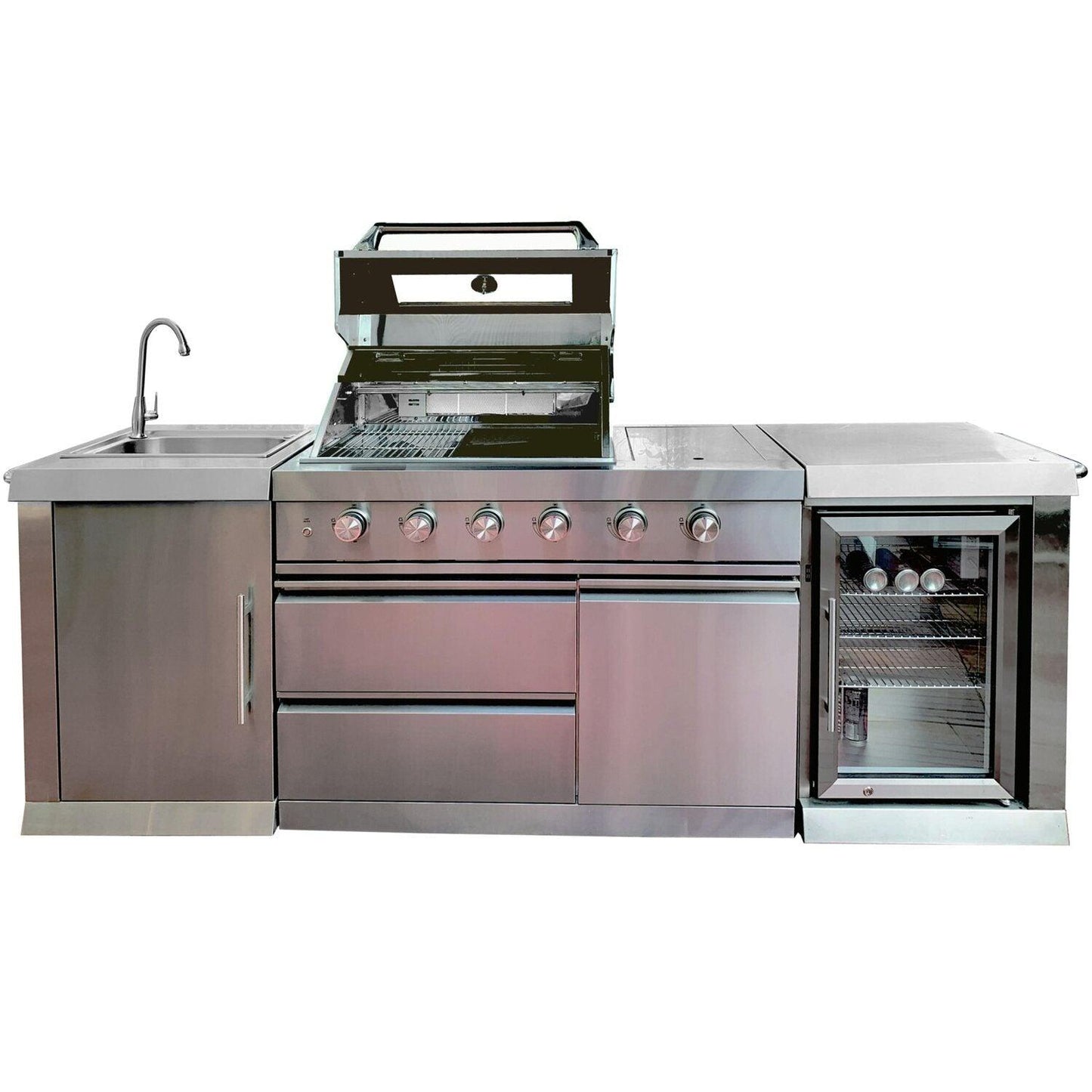 Buschbeck Oxford 4 Burner Gas BBQ Outdoor Kitchen with Fridge and Sink