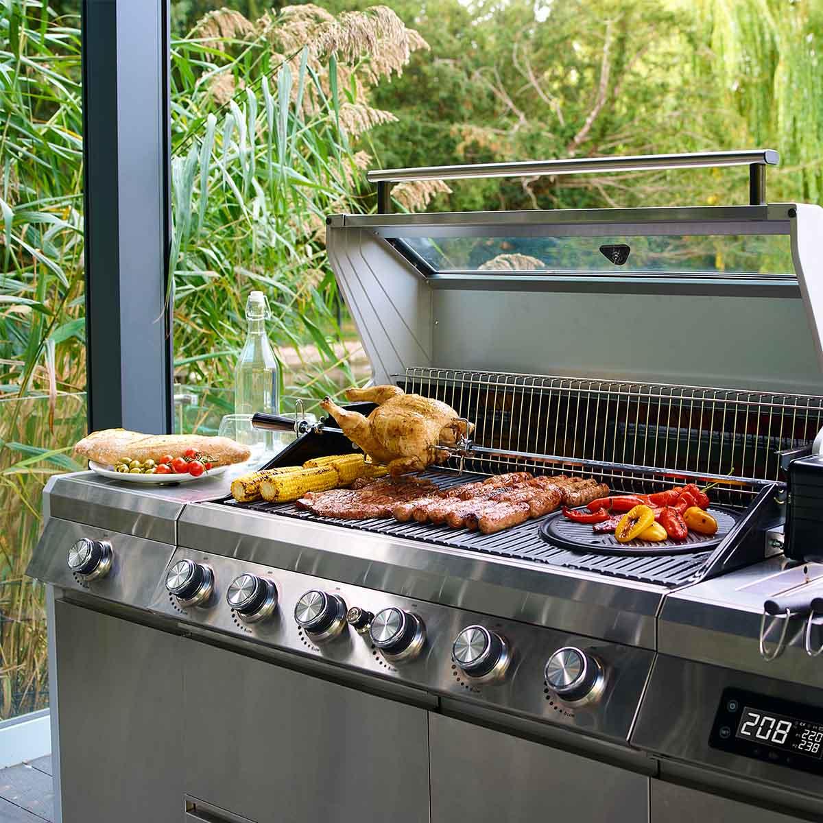 Grillstream Island 6 Burner Hybrid Gas & Charcoal BBQ