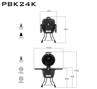 Pit Boss K24 24" (60cm) Black Ceramic Kamado BBQ with Cover